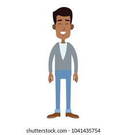Young man smiling cartoon