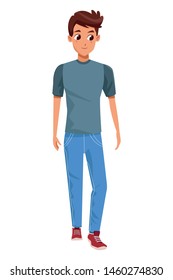 Young man smiling with casual clothes vector illustration graphic design.