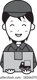A young man with a smiling contractor delivering a courier