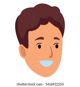 Young man smiling face cartoon