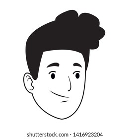 Young man smiling face cartoon vector illustration graphic design