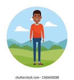 young man smiling in park