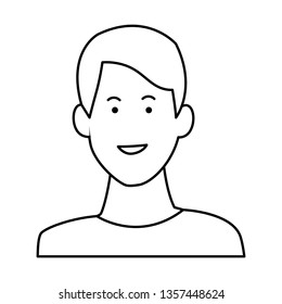 Young man smiling profile in black and white