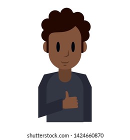 Young man smiling with thumb up profile cartoon vector illustration graphic design