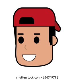 Young Man Smiling Wearing Backwards Hat Icon Image 