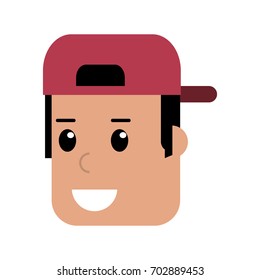 Young Man Smiling Wearing Backwards Hat Icon Image