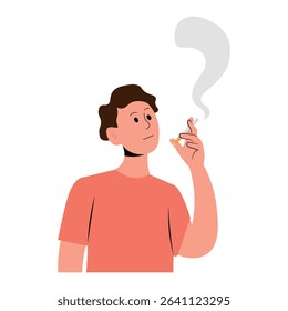 Young man smoking a cigarette