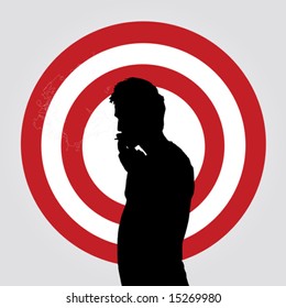 young man smoking, vector illustration