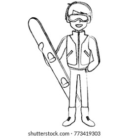 Young man with snowboard