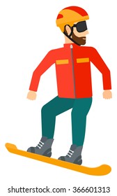 Young man snowboarding.