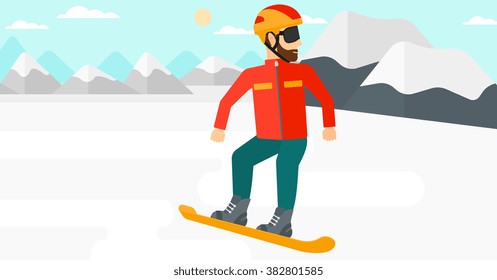 Young man snowboarding.
