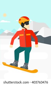 Young man snowboarding.