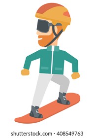 Young man snowboarding.