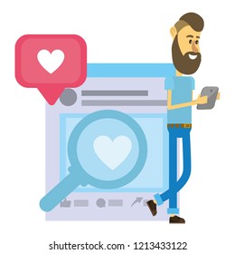 Young man and social networks