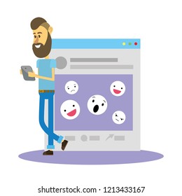 Young man and social networks