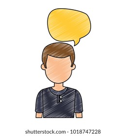 young man with speech bubble avatar character