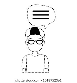 young man with speech bubble avatar character