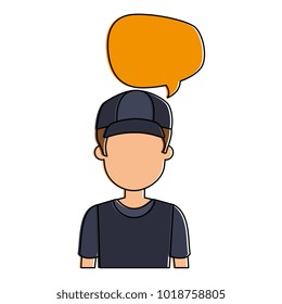 young man with speech bubble avatar character