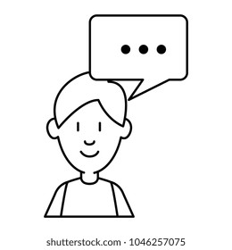 young man with speech bubble avatar character