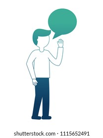 young man with speech bubble avatar character