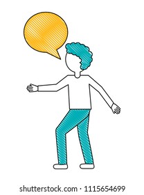young man with speech bubble avatar character