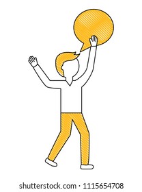 young man with speech bubble avatar character