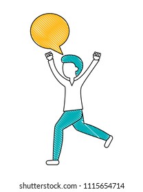 young man with speech bubble avatar character