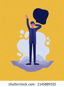 young man with speech bubble avatar character