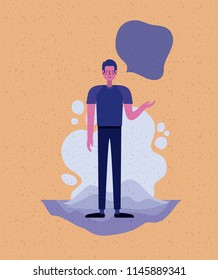 young man with speech bubble avatar character