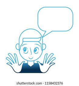young man with speech bubble avatar character