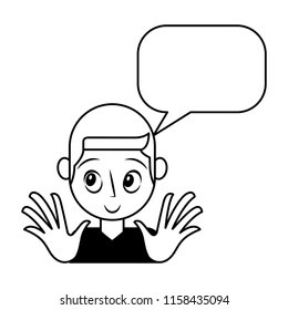young man with speech bubble avatar character
