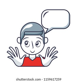 young man with speech bubble avatar character