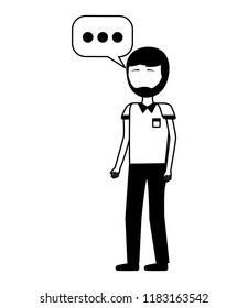 young man with speech bubble avatar character