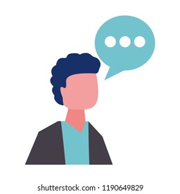 young man with speech bubble avatar character