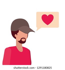 young man with speech bubble avatar character