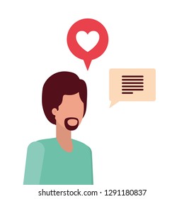 young man with speech bubble avatar character