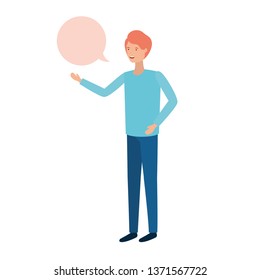 young man with speech bubble avatar character