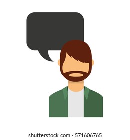 young man with speech bubble avatar character vector illustration design