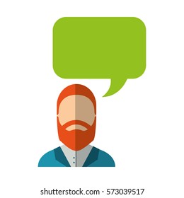 young man with speech bubble avatar character vector illustration design
