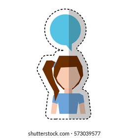 young man with speech bubble avatar character vector illustration design