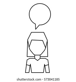 young man with speech bubble avatar character vector illustration design
