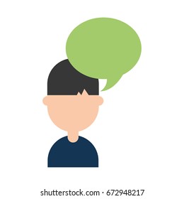 young man with speech bubble avatar character