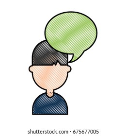 young man with speech bubble avatar character