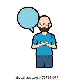 young man with speech bubble avatar character