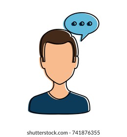 young man with speech bubble avatar character