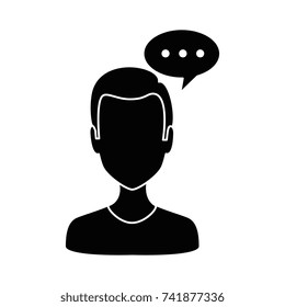 young man with speech bubble avatar character