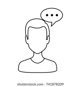 young man with speech bubble avatar character