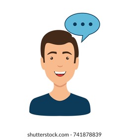 young man with speech bubble avatar character