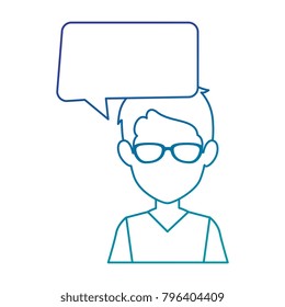 young man with speech bubble avatar character