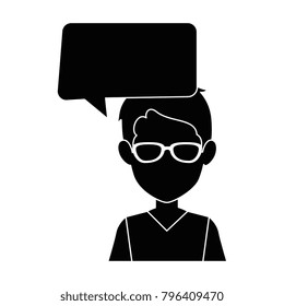 young man with speech bubble avatar character